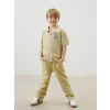 LCW Kids Haki Resort Yaka Baskılı Erkek Çocuk Tişört