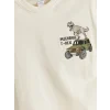 LCW Kids Bej Bisiklet Yaka Dinozor Baskılı Erkek Çocuk Tişört