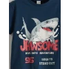LCW Kids İndigo Bisiklet Yaka Jaws Baskılı Penye Erkek Çocuk Tişört
