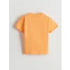 LCW Kids Turuncu Bisiklet Yaka Baskılı Erkek Çocuk Tişört
