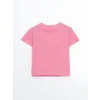 LCW Kids Pembe Bisiklet Yaka Baskılı Kız Çocuk Tişört