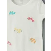 LCW Kids Beyaz Bisiklet Yaka Çiçekli Kız Çocuk Tişört