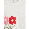 LCW Kids Beyaz Bisiklet Yaka Çiçekli Kız Çocuk Tişört