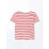 LCW Kids Kırmızı Bisiklet Yaka Çizgili Kız Çocuk Tişört