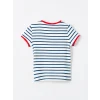 LCW Kids Lacivert Bisiklet Yaka Çizgili Kız Çocuk Tişört