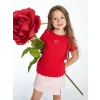 LCW Kids Kırmızı Bisiklet Yaka Çiçekli Kız Çocuk Tişört