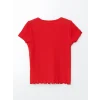 LCW Kids Kırmızı Bisiklet Yaka Çiçekli Kız Çocuk Tişört