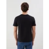 LCW ECO Siyah Bisiklet Yaka Kısa Kollu Baskılı Penye Erkek Tişört