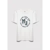 Mavi 6610395-70057 MJ Logo Baskılı Ekru Tişört