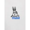Mavi 0613178-70057 Mavi Logo Baskılı Ekru Tişört