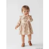 LCW baby Bej Bebe Yaka Çiçekli Kız Bebek Müslin Elbise