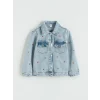 LCW Kids İndigo  Nakışlı Kız Çocuk Jean Ceket