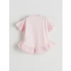 LCW Kids Pembe Bisiklet Yaka Güpürlü Penye Kız Çocuk Bluz