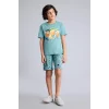 Defacto G9087A8GN1124 Yeşil %100 Pamuklu Stumble Guys 2li Pijama Takımı Erkek Çocuk
