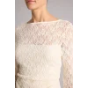 Defacto G1743AXER138 Ekru Fıtted Kayık Yaka Dantel Bluz
