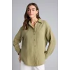 Defacto H2744AXGN739 Yeşil Oversıze Müslin Gömlek