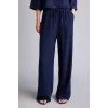 Defacto F5024AXNV31 Lacivert Wıde Leg Cepli Yüksek Bel Standart Boy Keten Karışımlı Pantolon