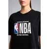 Defacto G0717AXBK81 Siyah NBA Wordmark Relax Fıt Kısa Kollu Tişört
