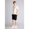 Defacto W1105AZBK81 Siyah Slim Fit Cepli Pamuklu Basic Bermuda Şort
