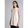 Defacto F9753AXER105 Ekru Basıc Kolsuz Tunik