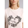 Defacto H1435AXER105 Ekru Regular Fıt Bisiklet Yaka Çiçekli Kısa Kollu Tişört