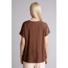Defacto H1173AXBN320 Kahve Regular Fıt V Yaka Bürümcük Kısa Kollu Tişört