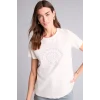 Defacto H2355AXER105 Ekru İşlemeli Kısa Kollu Tişört