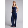 Defacto E1981AXNV125 Lacivert Wıde Leg Beli Lastikli Keten Karışımlı Pantolon