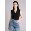 Defacto G9553AXBK81 Siyah Slım Fıt V Yaka Fitilli Kaşkorse Atlet