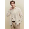 Defacto F9322AXER137 Ekru Keten Karışımlı Gömlek