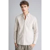 Defacto F9322AXER137 Ekru Keten Karışımlı Gömlek