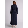 Defacto F7382AXNV243 Lacivert Hakim Yaka Poplin Uzun Kollu Elbise