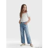 LCW Kids Mavi Wideleg Fiyonklu Kız Çocuk Jean Pantolon