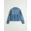 LCW Kids İndigo Çiçekli Kız Çocuk Jean Ceket