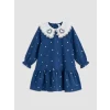 LCW Kids Lacivert Bebe Yaka Taşlı Kız Çocuk Fırfırlı Elbise