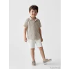 LCW Kids Bej Çizgili Erkek Çocuk Gömlek ve Şort