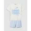 LCW Kids Ekru Baskılı Kız Çocuk Şortlu Pijama Takımı