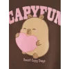 LCW Kids Kahverengi Capyfun Baskılı Kız Çocuk Tişört ve Eşofman Alt