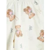 LCW Kids Ekru Gömlek Yaka Baskılı Kız Çocuk Şortlu Pijama Takım