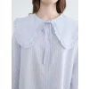 LCW Modest Mavi Bebe Yaka Çizgili Kadın Gömlek