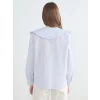 LCW Modest Mavi Bebe Yaka Çizgili Kadın Gömlek