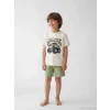 LCW Kids Bej Erkek Çocuk Baskılı Tişört Ve Şort Takım