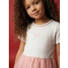 LCW Kids Ekru Bisiklet Yaka Kız Çocuk Tütü Elbise