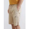 XSIDE Bej Standart Kalıp Erkek Gabardin Kargo Şort