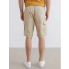 XSIDE Bej Standart Kalıp Erkek Gabardin Kargo Şort