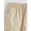 XSIDE Bej Standart Kalıp Erkek Gabardin Kargo Şort