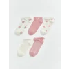 LCW Kids Ekru Fırfırlı ve Desenli Kız Çocuk Patik Çorap 5li