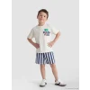 LCW Kids Ekru Baskılı Erkek Çocuk Şort ve Tişört