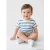 LCW baby Ekru Çizgili Erkek Bebek Tişört ve Şort