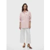 LCW Modest Pembe Çizgili Oversize Poplin Kadın Gömlek Tunik